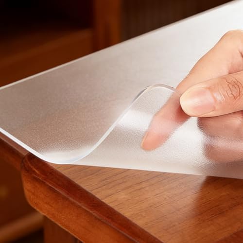 HiPOTSUN Clear Rectangular Plastic Table Cover Protector 12" x 43", 2mm Thick Waterproof Plastic Table Cover Rectangle, PVC Heat Resistant Non-Slip Mat for Dining Table Kitchen Office Desk