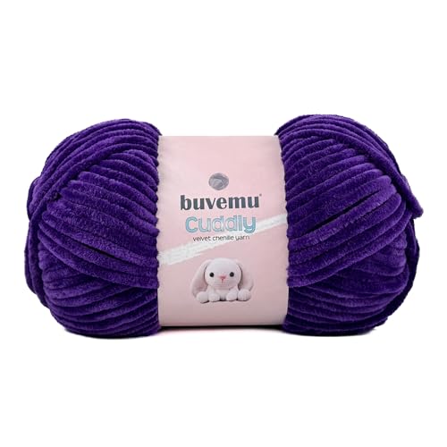 Buvemu Cuddly Velvet Chenille Yarn, Super Soft Bulky, Violet