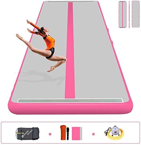 Sinolodo 10ft/13ft/16ft/20ft/23ft/26ft Inflatable Gymnastics Mat Tumbling Mat 4/8 inches Thickness Airtrack Mats for Home Use/Training/Cheerleading/Yoga/Water with Pump