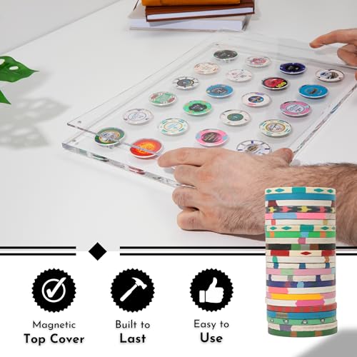 Casino Chip Display Holder for 24 Chips or Coins | Wall Mounted Display Case for Poker Chips - Clear Acrylic Display Frame for Collectors Gamblers, for Gambling or Poker Friends by Oakmont Displays - Image 2