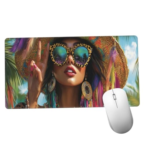 Mujer Alfombrilla Ratón 1400x600x3mm Alfombrilla Raton XXL con Base de Goma Antideslizante, Accesorios Gaming Planta, Ordenador Gamer Regalos, Mouse Pad Gaming Mejora La Precisión Y La Velocida Y1258