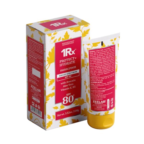 Image of Zeelab Sunscreen SPF 80+ with Avocado, Aloe Vera, Shea Butter & Vitamins A, B5, E | Broad Sun Protection for Tanning, Sunburn & Dryness | Non-Greasy Daily Use Sunscreen