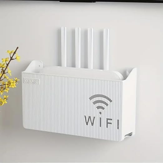 WiFi Router Holder Wall Mount | Universal Wall Shelf for Modem, Set-Top Box & Smart Devices | Space-Saving Cable Organizer