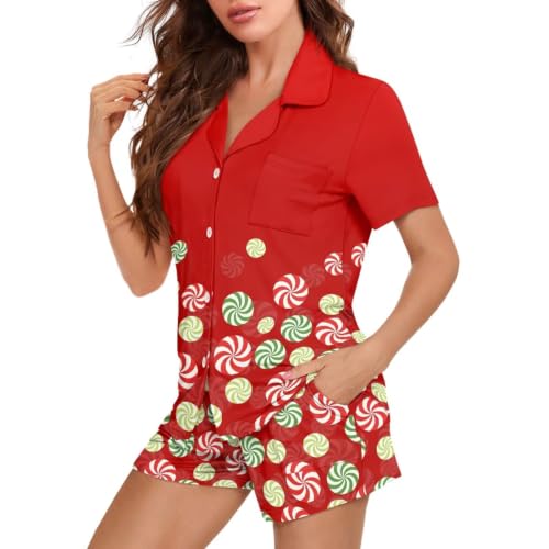 Image of Women's Short Sleeve Sleepwear Pajamas Nightwear with Pockets