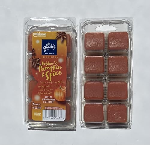 Glade Golden Pumpkin & Spice Wax Melts 2 Pack 3.1 oz Each Wax Cubes - image 1