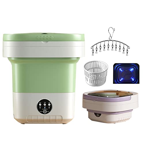 REALN Portable Washing Machine with Clothes Hanger, Mini Foldable Washer and Spin Dryer Small Foldable Bucket Washer, Suitable for Apartment Dorm,Travelling，Best Gift Choice (Color : Pink)