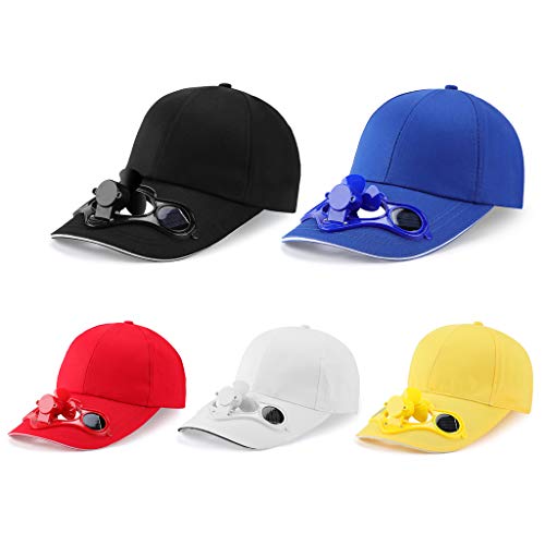 Baseball Cap, Summer Solar Panel Powered Cooling Fan Baseball Hat Snapback Sun Visor Hat for Unisex Children Outdoor Blue4