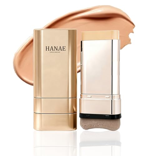 Hanae Korea Foundation Stick All-in-one foundation (with built-in brush) lightweight and non-cakey creates a natural finish effectively covers imperfections portable makeup (Nude)