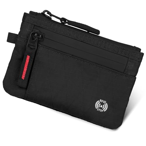 DiULi Carteras RFID Antirrobo para Hombre, Cartera Tarjetero sin Contacto con Protección RFID, Monedero Hombre Casual, Tarjeteros para Tarjetas de Credito, Ligero y Seguro (Pequeño-Negro)