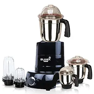 Su-mix PSTBMA21 600Watts Mixer Juicer Grinder with 5 Jars (2 Bullets Jar, 1 Liquid Blending Jar, 1 Dry Grinding Jar and 1 Chutney Jar) - Black