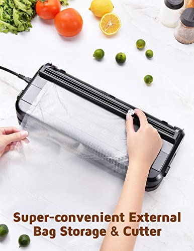 Vacuum Sealer Machine, Food Sealer With External Cutter And Bag Storage (Up To 11.8 Inch Length), 5 In 1 Food Vacuum Sealer With Auto & Manual Options, 75Kpa Strong Suction With Continuous Vacuum Seal #TOP2
