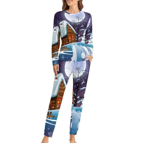 Pyjama femme Maison De La Neige de qualité supérieure avec pantalon fluide et haut manches longues