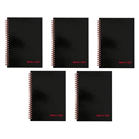Black n' Red Twin Wire Hardcover Notebook, 8-1/4" x 5-7/8", Black/Red, 70 Ruled Sheets, Sold as 5 Pack (L67000) Cover