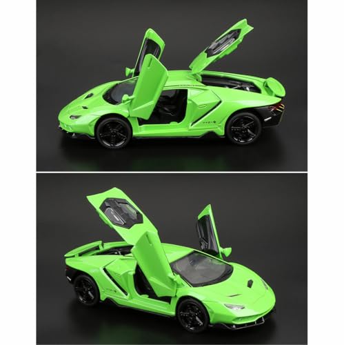 Modelo de auto de juguete Lambo verde a escala 1:32 miniatura 6