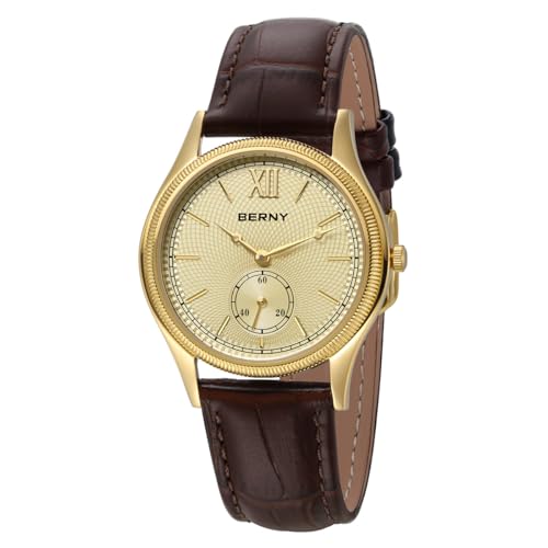 Berny Reloj de pulsera de oro para hombre, res