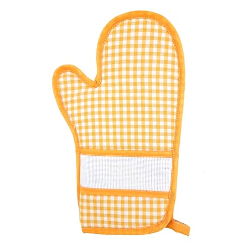 Guanto da forno con etamine da ricamare, guanto forno tinta unita da ricamare - Made in Italy (GIALLO)