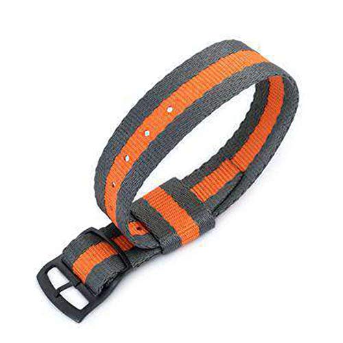 Strapcode 20mm MiLTAT RAF N7 N.A.T.O Correa para Reloj, Gris y Naranja, PVD Negro Escalera Bloqueo Hebilla Deslizante