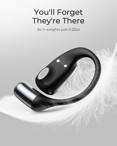 Image of Lytmi CozyFit Open Ear Headphones, 0.23oz Ultra-Light Comfortable Wireless Earbuds, 0.6mm Thinnest Earhooks, Bluetooth 5.4, Clear Audio, 30 HRS Playtime, IPX5 Waterproof Earphones with Mic (Black)