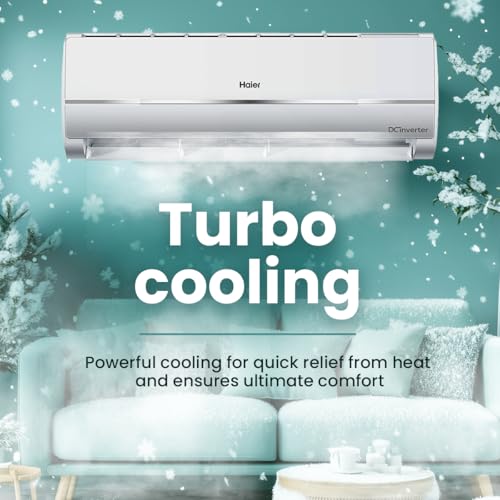 Image of Haier 1.5 Ton 3 Star Twin Inverter Split AC (Copper, 5 in 1 Convertible, Anti Bacterial Filter, Cools at 54C Temp, Long Air Throw - HSU17V-TMS3BN-INV, White)