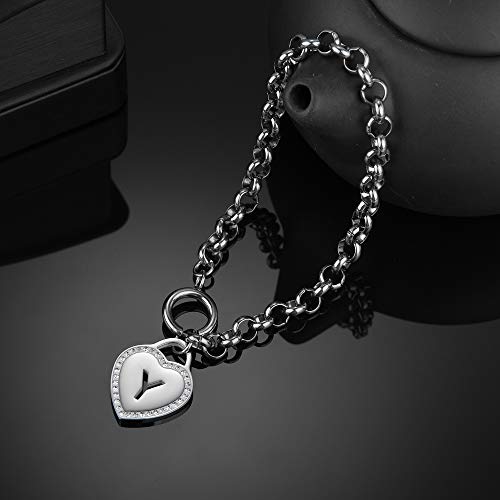 Image of CaleesLLC Letter A to Z Initial Charm Bracelet Adjustable Stainless Steel Anklet Personalized Wrist Link for Women