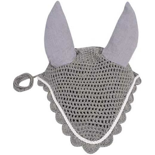 Horse Fly Veil Ear Net Bonnet Grey Cob