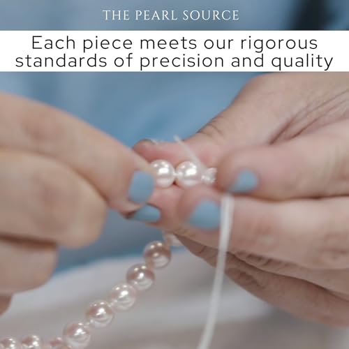 The Pearl Source White Freshwater Pearl Bracelet for Women - Cultured Pearl Bracelet in 925 Sterling Silver with Genuine Cultured Pearls, 7.0-7.5mm4