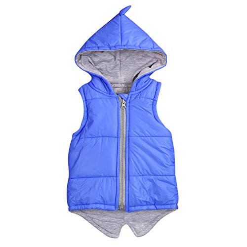 YOUNGER TREE Toddler Baby Girl Hoodies Vest Outwear 3D Dinosaur Sleeveless Waistcoat Warm Jacket Zipper Coat Outfit Halloween Clothes (Blue, 4-5 Years)