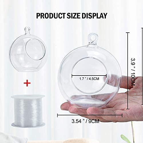 Pomeat 15 Pcs Hanging Glass Globes, Hanging Glass Tealight Holder With 130 Ft Fishing Line, Globe Plant Terrariums For Wedding Decor Christmas Party Centerpiece Accessory Diy Gifts -3.54 Inch #TOP3