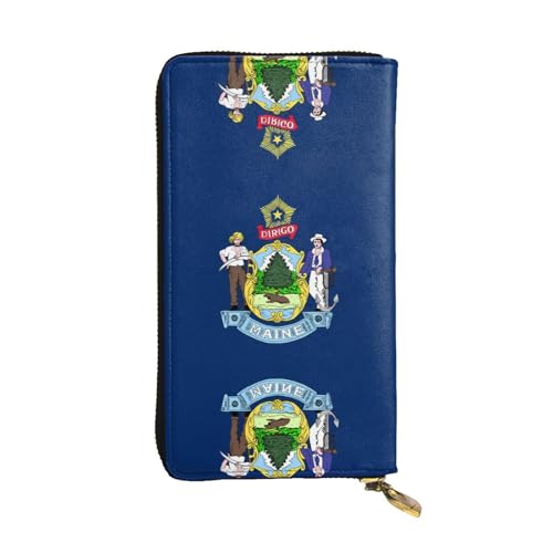 Pochette longue drapeau du Maine, grand portefeuille zippé aux finitions soignées