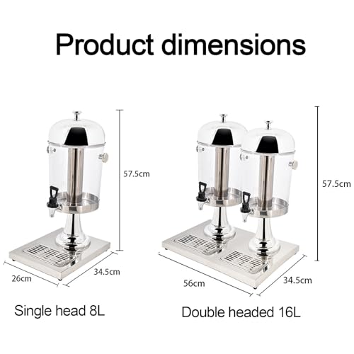 Distributeur de boissons 8L en acier inoxydable avec robinet pour jus et cafés - 6