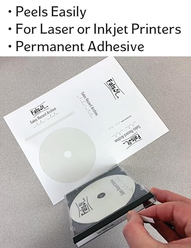 Image of CD /DVD Label Full Face | Qty 20 Disc, 40 Spine | 10 Sheets Total | Permanent White Matte | Inkjet & Laser Compatible | Fits Standard Discs | Blank Label