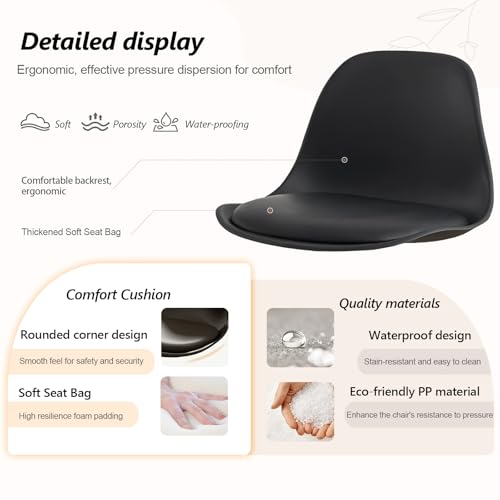 Image of JPBSTO Small Desk Chair Cute Armless Task Vanity Chair with Soft Padded Cushion, Plastic Height Adjustable Home Office Chairs for Teens Girls