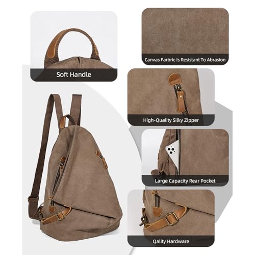 Image of KL928 Canvas Vintage Backpack - Large Casual Daypack Outdoor Travel Rucksack Hiking Backpacks for Men Women