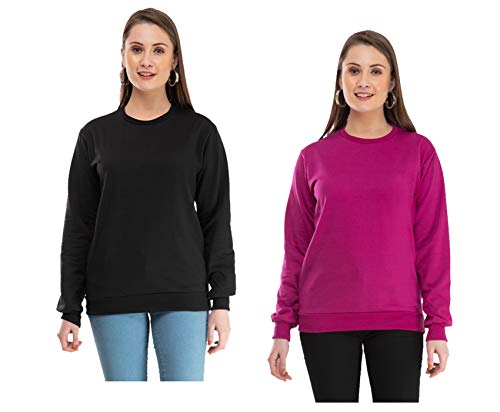 Image of indi weaves Women Fleece Warm Sweatshirt for Winters (XXXL,Purple,Black) Pack of 2