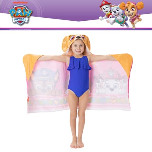 Image of Paw Patrol Girl Skye, Marshall, Chase Kids Super Soft Bath /Pool /Beach Soft Cotton Terry Hooded Towel Wrap, 24 in x 50 in, (Officially Licensed Product) by Franco