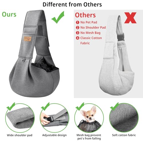 Transportador para perros pequeños de algodón suave con bolsillo y correa ajustable para hombro 6