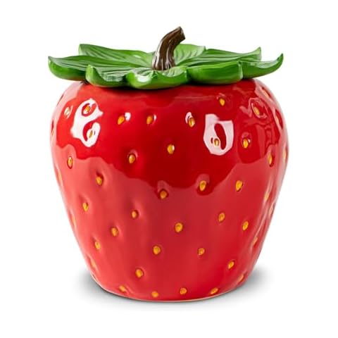 dgudgu Strawberry Candy Jar With Lid Red Candy Container Ceramic Candy Jar With Lid For Candy Buffet Cover