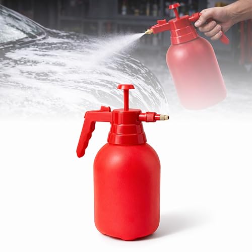 Image of MIKANIX Manual Pressure Spray Bottle for Gardening & Cleaning | Hand Pump Water Sprayer with Adjustable Nozzle | Multipurpose Plant Mister for Indoor & Outdoor (2L, RED)