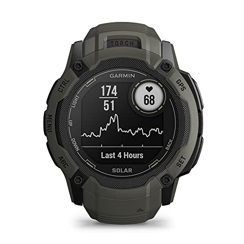 Image of Garmin Instinct 2X Solar, Rugged GPS Smartwatch, Built-in Flashlight, Solar Charging Capability, Multi-Band GNSS, Moss