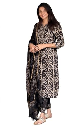 Image of KLOSIA Women's Printed Straight Kurta and Pant with Dupatta Set
