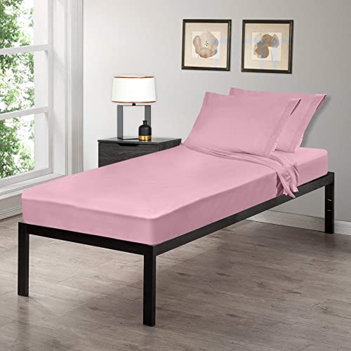 Image of Gilbins Cot Size 30 inch x 75 inchx8 Sheet Set 4 Piece Fitted Flat 2 Pillowcases, Made of Cotton, Perfect for Camp Bunk Beds /RVs /Guest Beds Pink