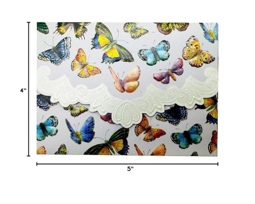 Image of Poster Foundry Butterfly Boxed Note Cards by Carol Wilson. 10 embossed 4x5 Die-Cut Notecards and Matching Envelopes in Decorative Gift Box with Magnetic Flap. NCP2503