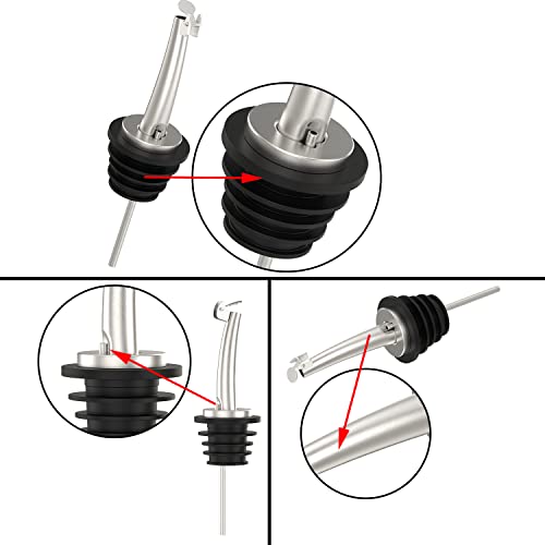 2 Pcs Oil Spout Liquor Pourers Bottle Spout Speed Pourer Olive Oil And Vinegar Stopper Spout For About 3/4" Bottle Mouth, With Flip Top #TOP3