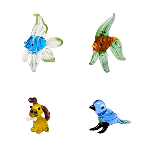Pixie Glare Hand Blown Glass Figurines Miniatures (4 Pack)