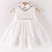 HOIZOSG Baby Christening Dress Lace Pageant Baptism Wedding Formal Bowknot Birthday Party Tutu Flower Girls Dress w/Headwear, White, 3-6M