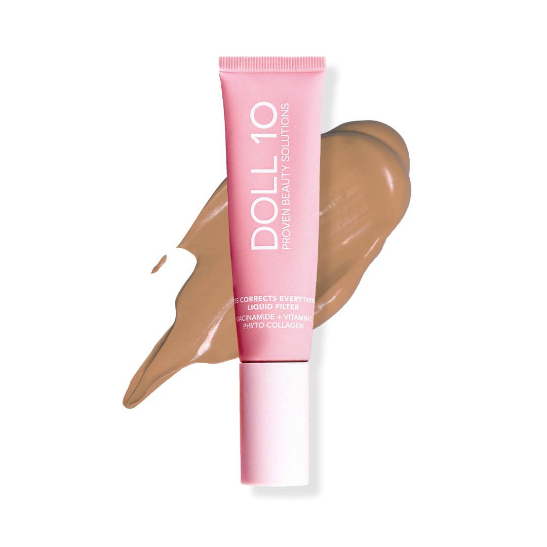 Doll 10 TCE Liquid Filter – CC Cream - Liquid Foundation - Lightweight Tinted Moisturizer & Skin Tint - Blurs Pores & Fine Lines - Vegan - Clean Makeup - [Tan] - 30 Day Supply