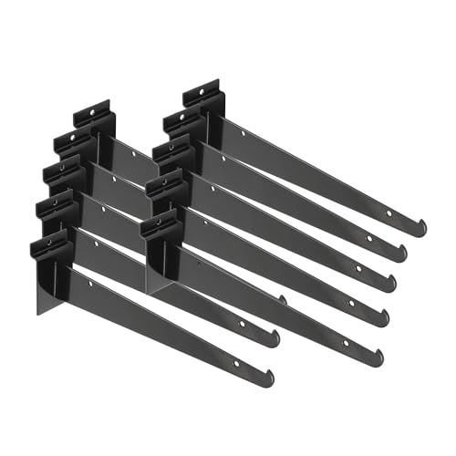 SSWBasics 10 inch Black Shelf Brackets - 10 PK - Sturdy Metal Slatwall Accessories