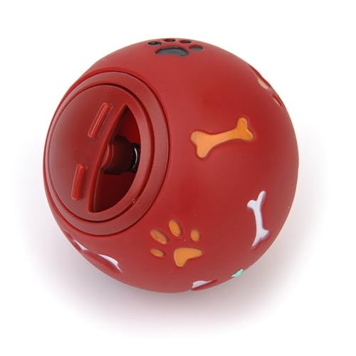 TerraShine 犬おもちゃ噛む 7.5*7.5cm おやつボール 知育玩具 餌入れ ペットおもちゃ 早食い防止 耐久性 運動不足 ストレス解消 犬遊び用 (レッド)