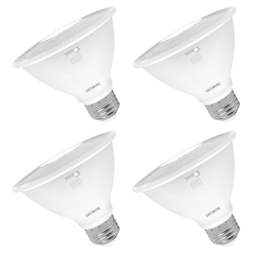 LUXRITE PAR30 Short Neck LED Flood Light Bulb 75W Equivalent 5 Color Selectable 2700K-5000K 850 Lumens 10W Dimmable LED Spotlight Bulb Damp Rated ETL Listed E26 Base (4 Count (Pack of 1))