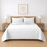 BESCH Colcha Boutis para Primavera y Verano Reversible Color Blanco y Muy Fina Ligera 180 x 240 cm - Colcha Ligera Fina Entretiempo para Cama 90-105